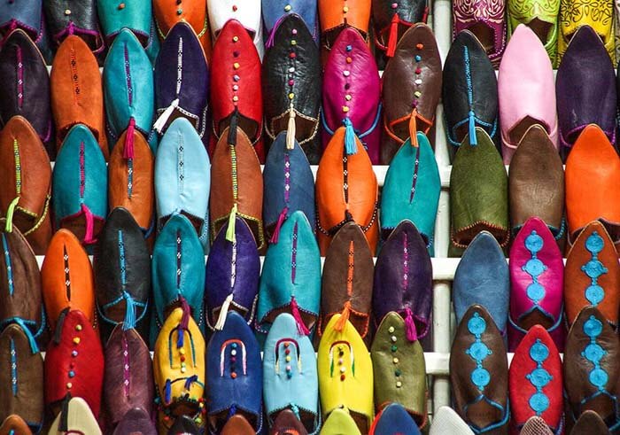 Leather Babouches, shopping in Morocco